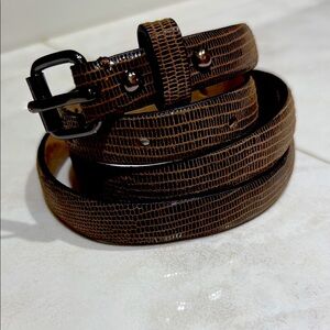 Ann Taylor Genuine Leather Belt in Brown Snakeskin Design. EUC